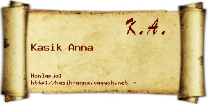 Kasik Anna névjegykártya